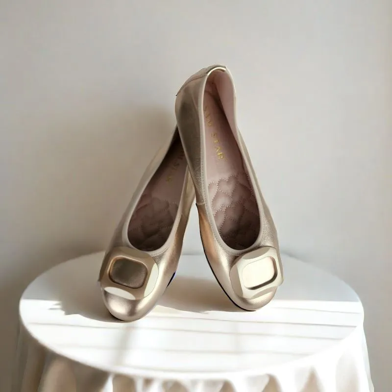 17W01 Leather buckle pumps with extra cushions (New Arrival)