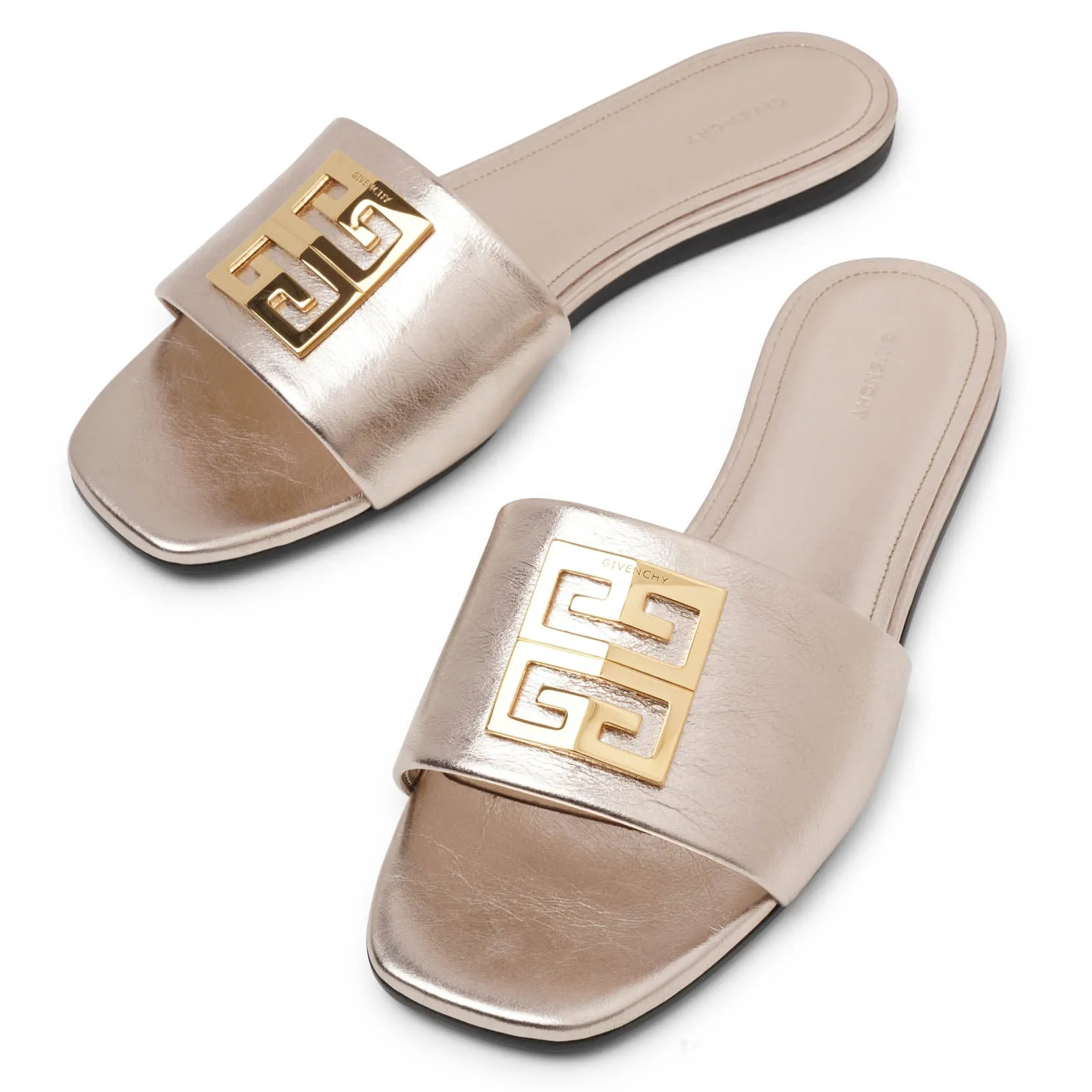 4G gold leather flats
