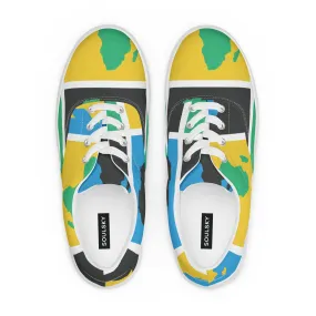 AFRICA WARHOL Women’s Lace-Up Canvas Shoes (Green, Yellow, Turquoise)