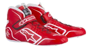 ALPINESTARS TECH 1-Z SHOES RED/WHITE SZ 8.5 SFI 3.3 LVL 5/FIA KANGAROO LEATHER