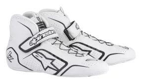 ALPINESTARS TECH 1-Z SHOES WHITE/BLACK SZ 9 SFI 3.3 LVL 5/FIA KANGAROO LEATHER