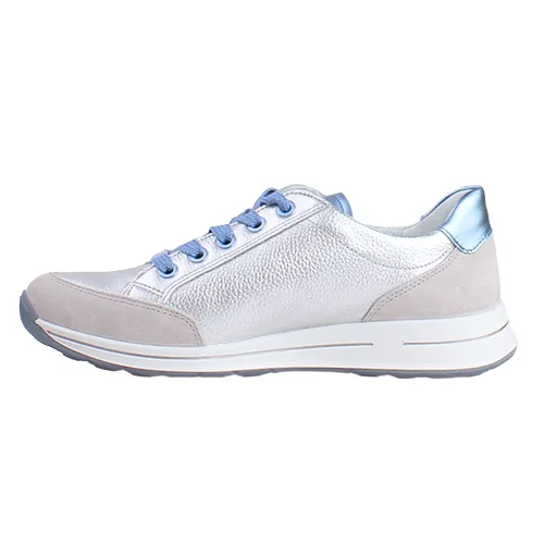 Ara Ladies Wide Fit Trainers - 54801-26 - Silver/Blue