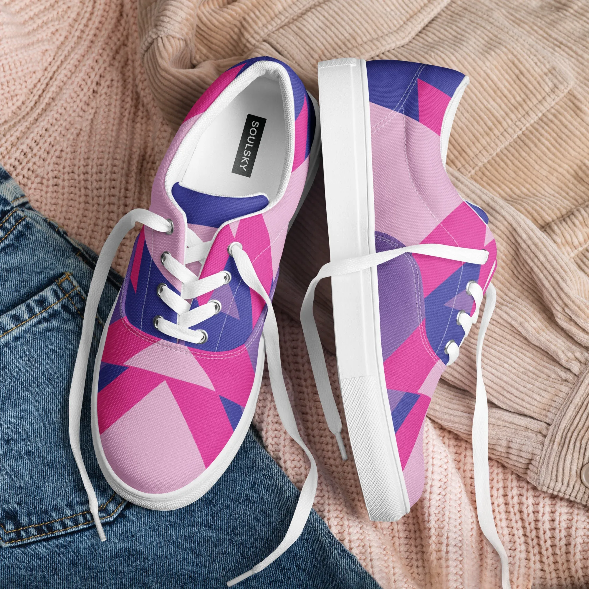 BE BRAVE Men’s Lace-Up Canvas Shoes (Pink)