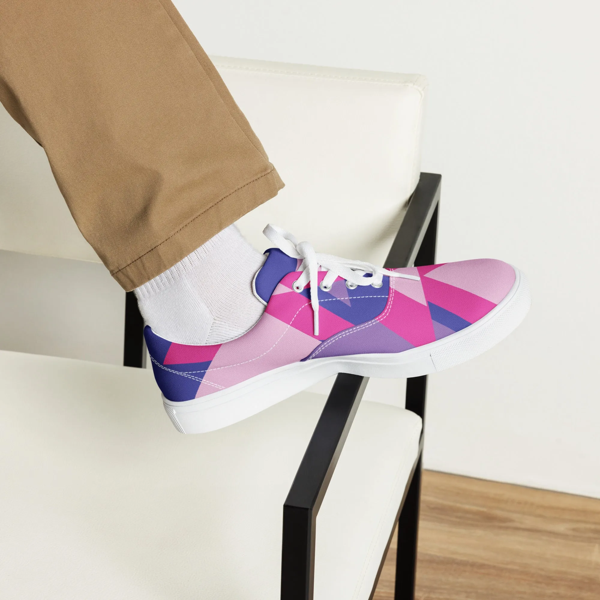 BE BRAVE Men’s Lace-Up Canvas Shoes (Pink)