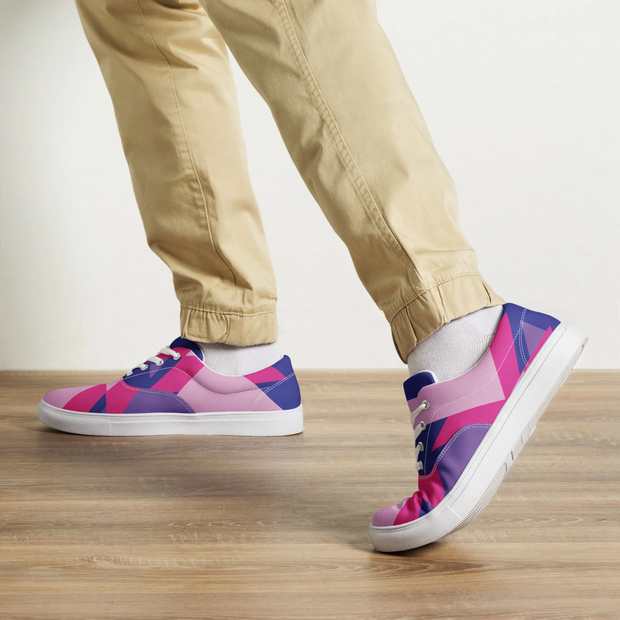 BE BRAVE Men’s Lace-Up Canvas Shoes (Pink)