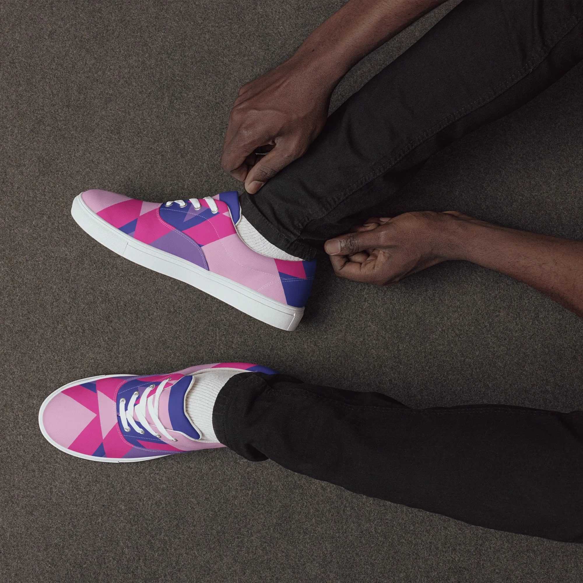 BE BRAVE Men’s Lace-Up Canvas Shoes (Pink)