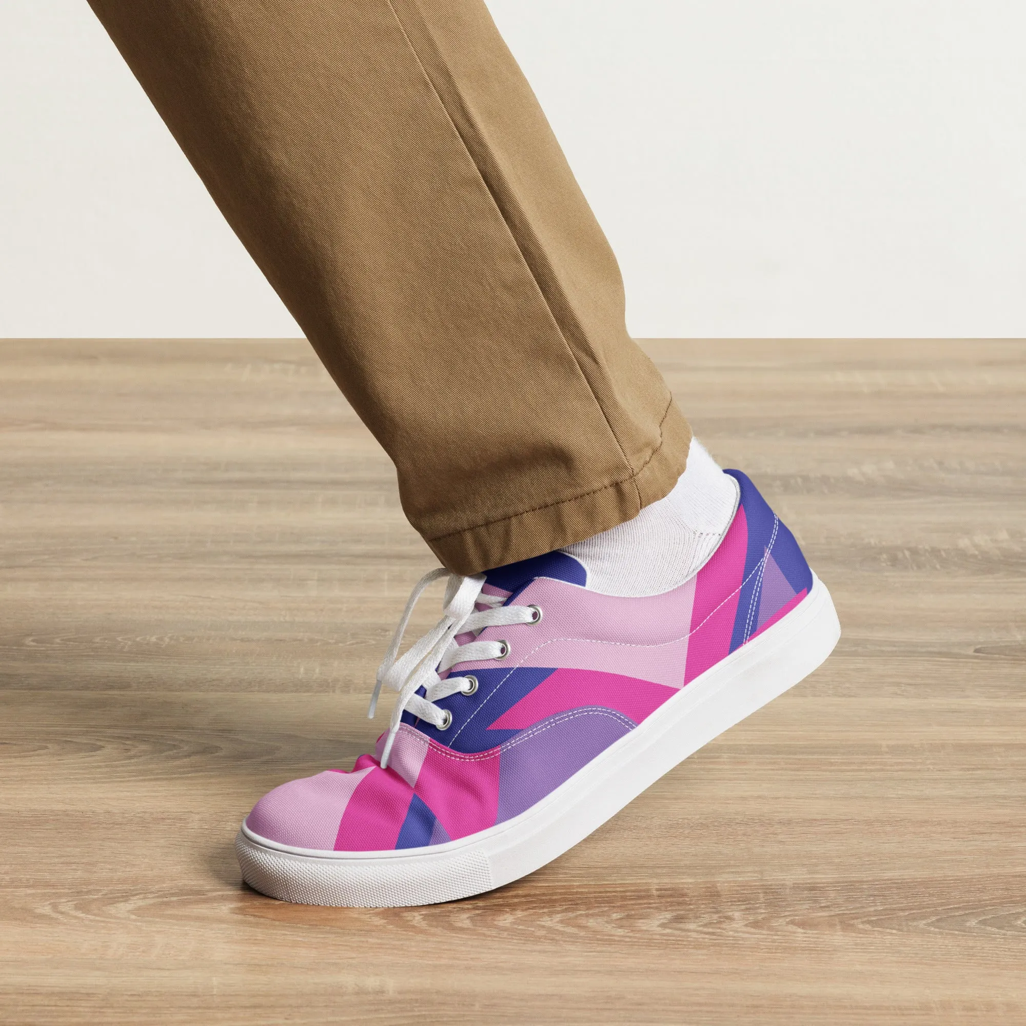 BE BRAVE Men’s Lace-Up Canvas Shoes (Pink)