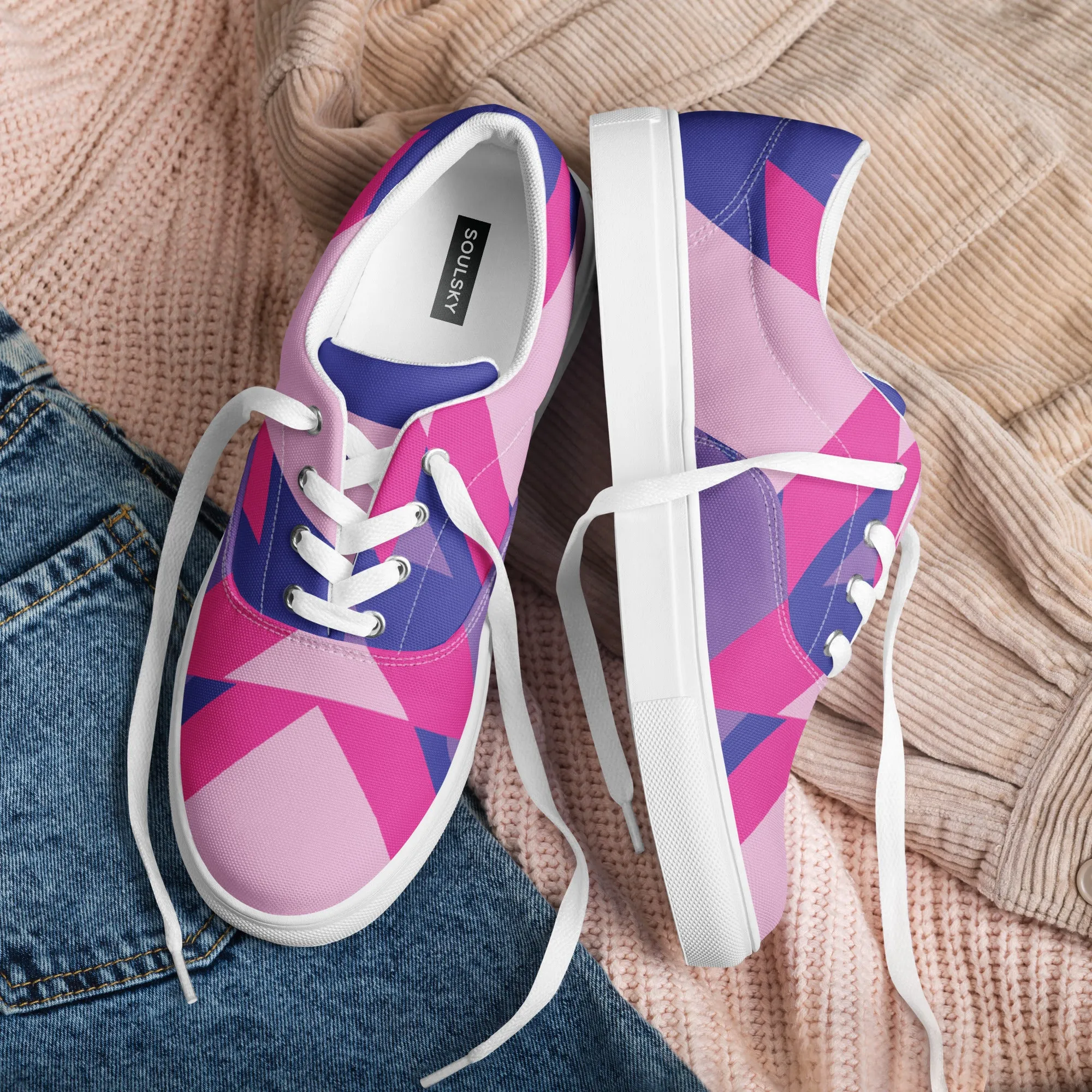 BE BRAVE Women’s Lace-Up Canvas Shoes (Pink)