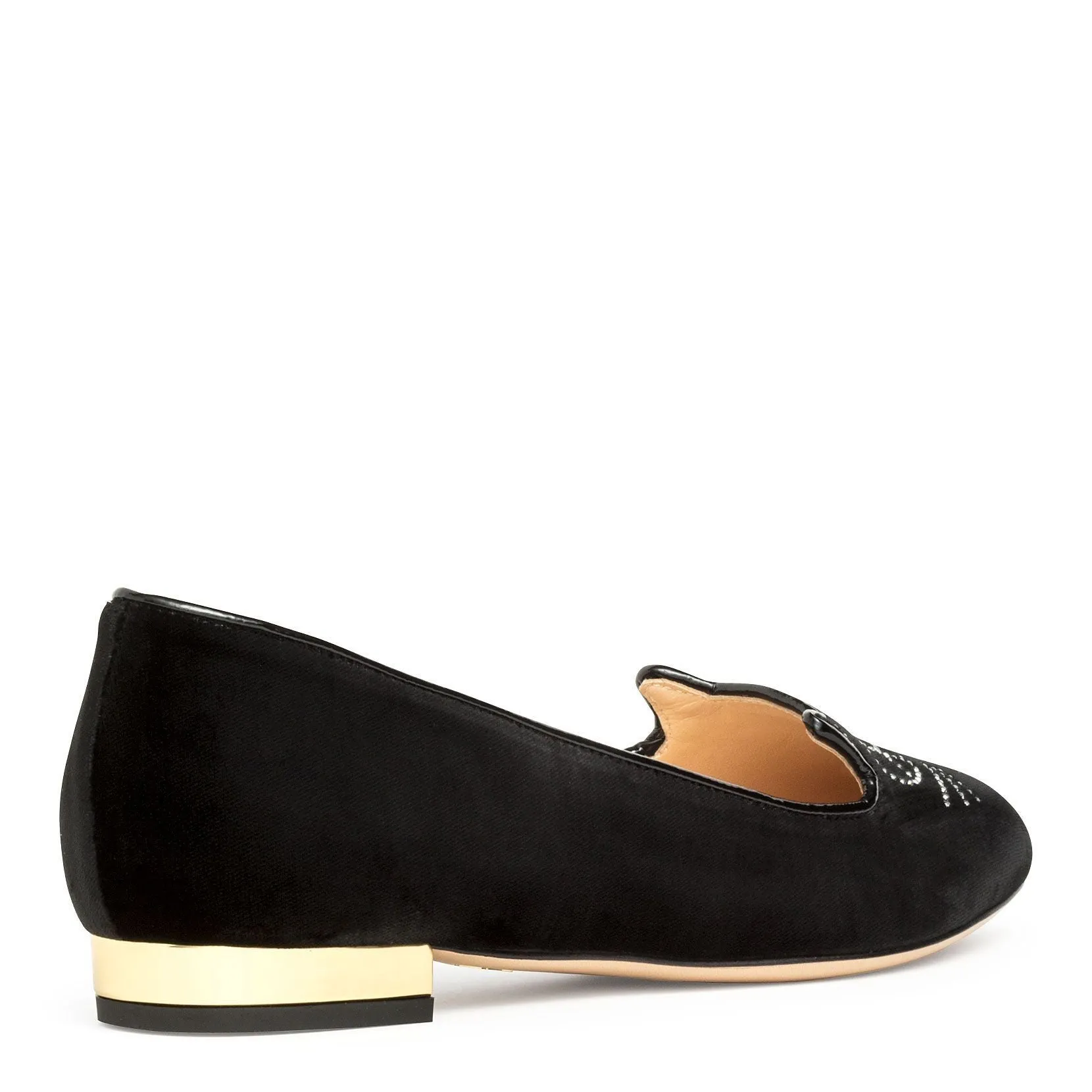 Black velvet kitty flats