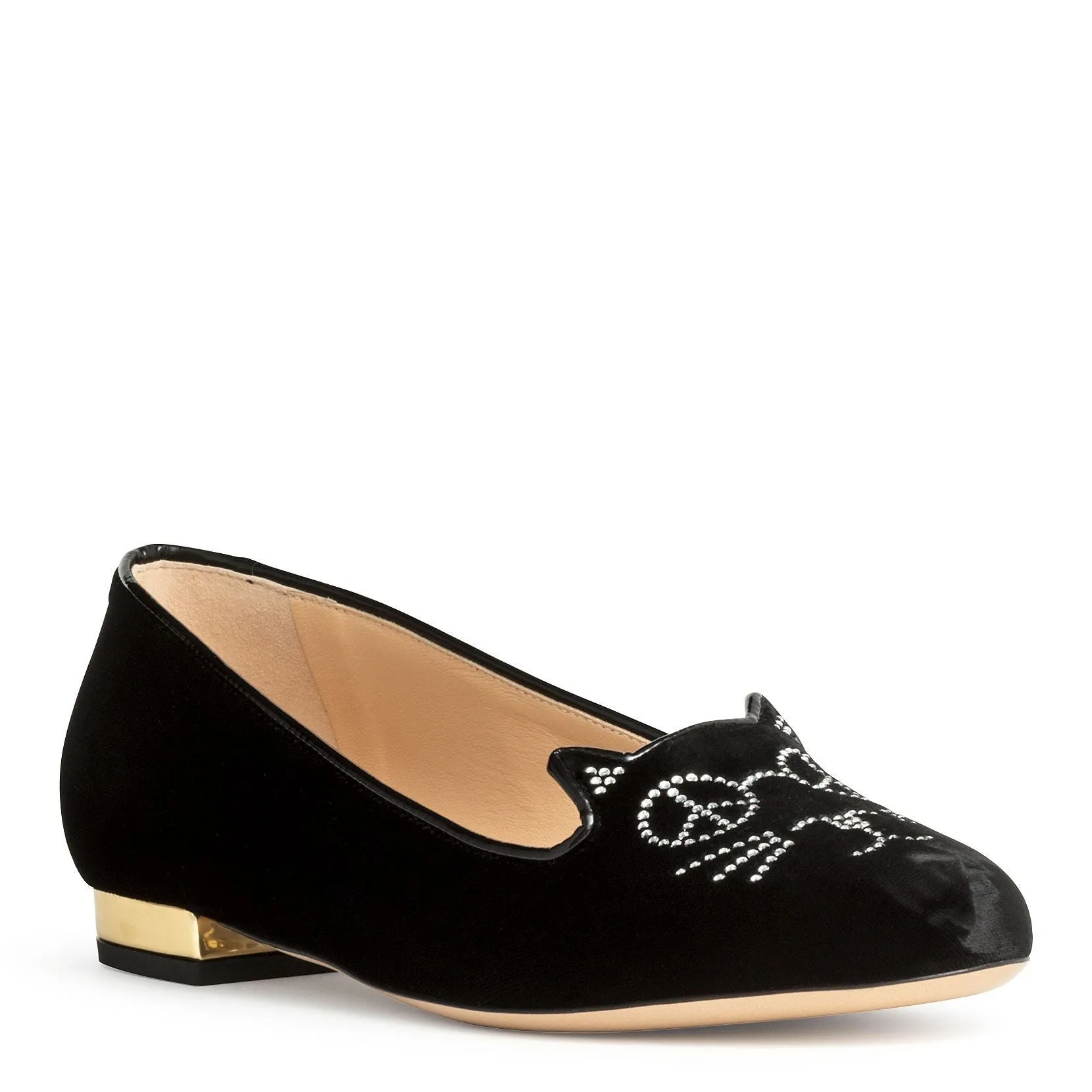Black velvet kitty flats