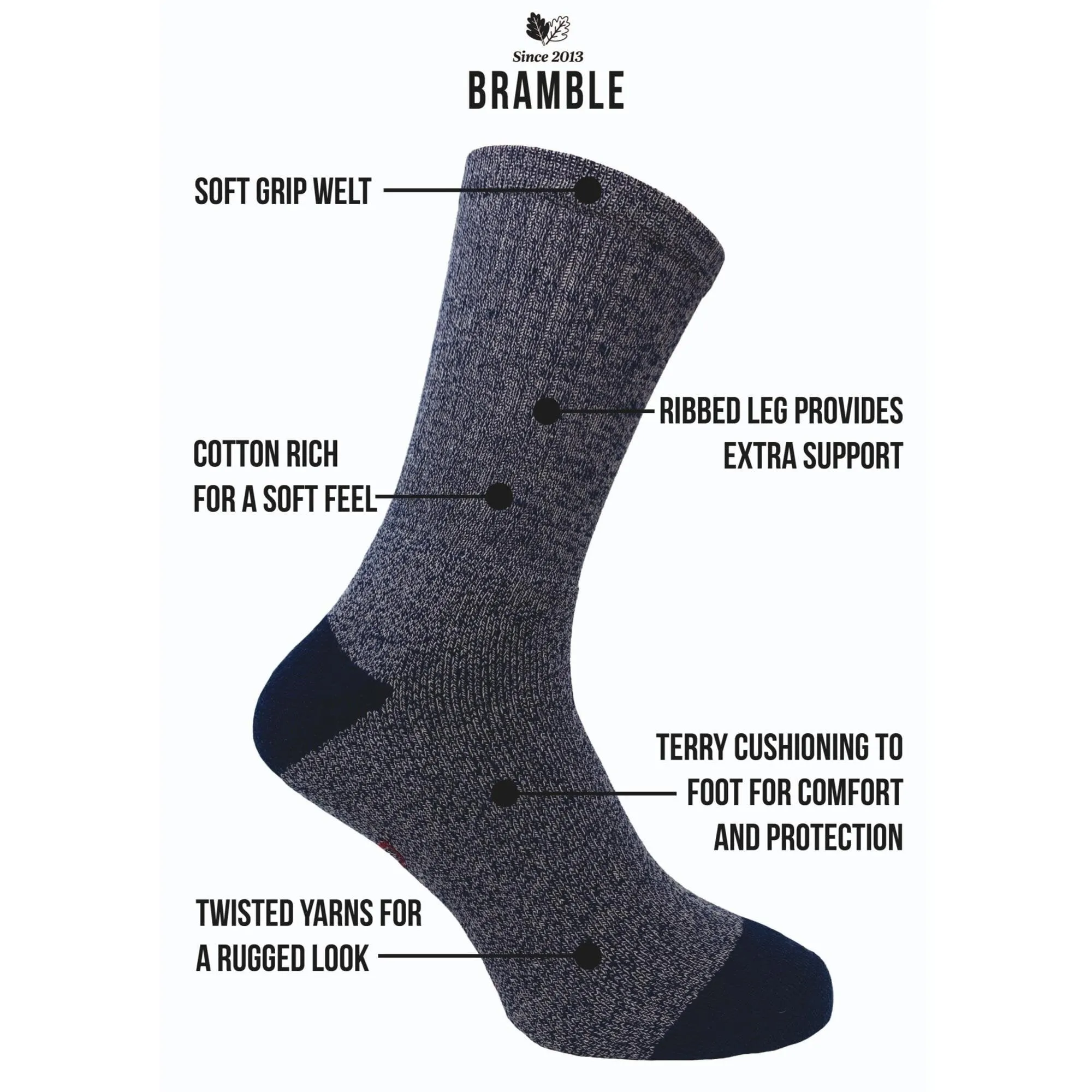 Bramble Mens All Terrain Socks 3 Pack - Blue Mix