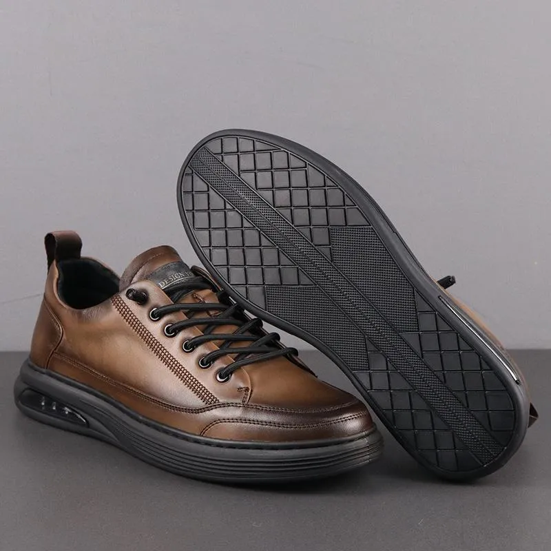 Brown cushioned leather shoes