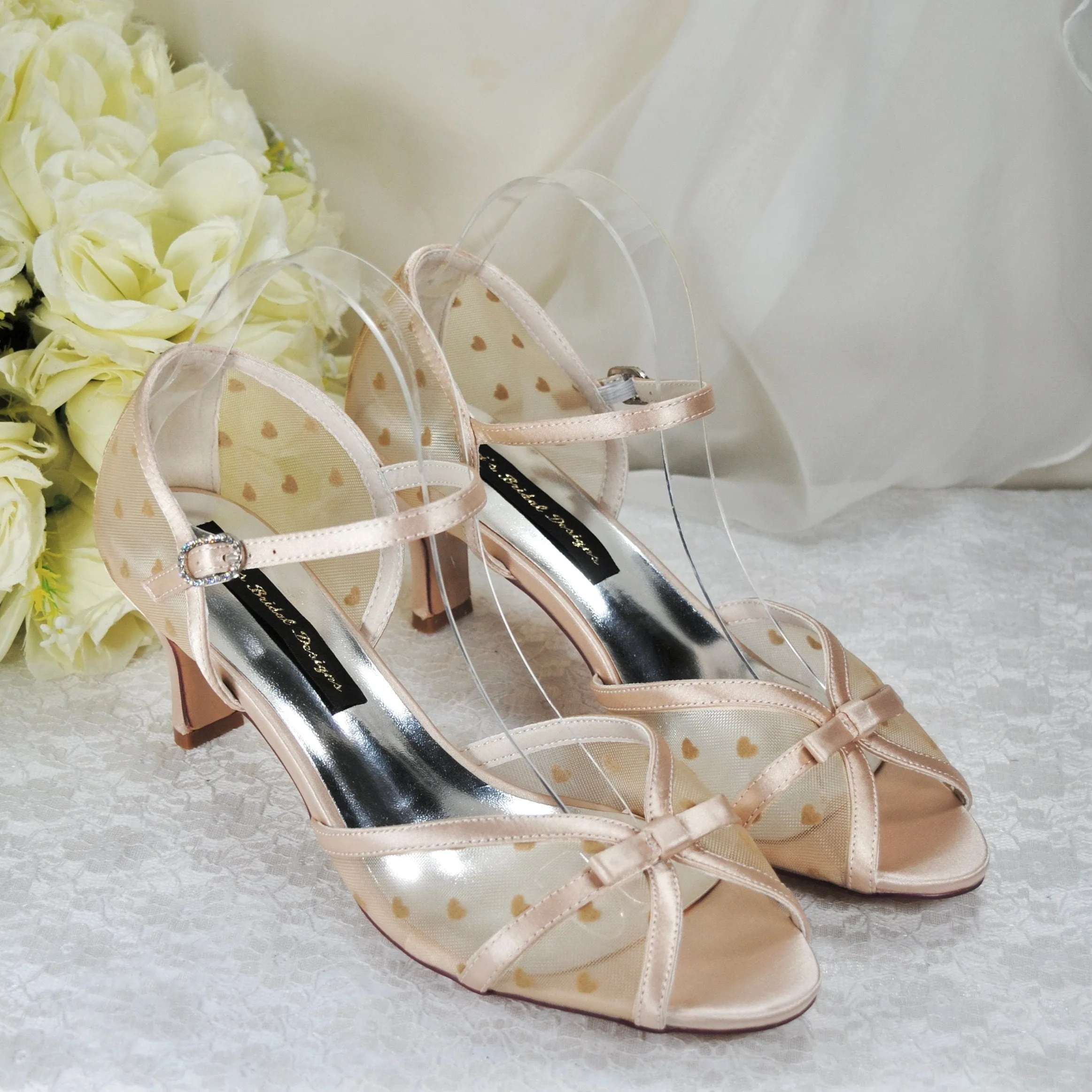 Champagne Embroidered Wedding Shoes UK5/US7.5