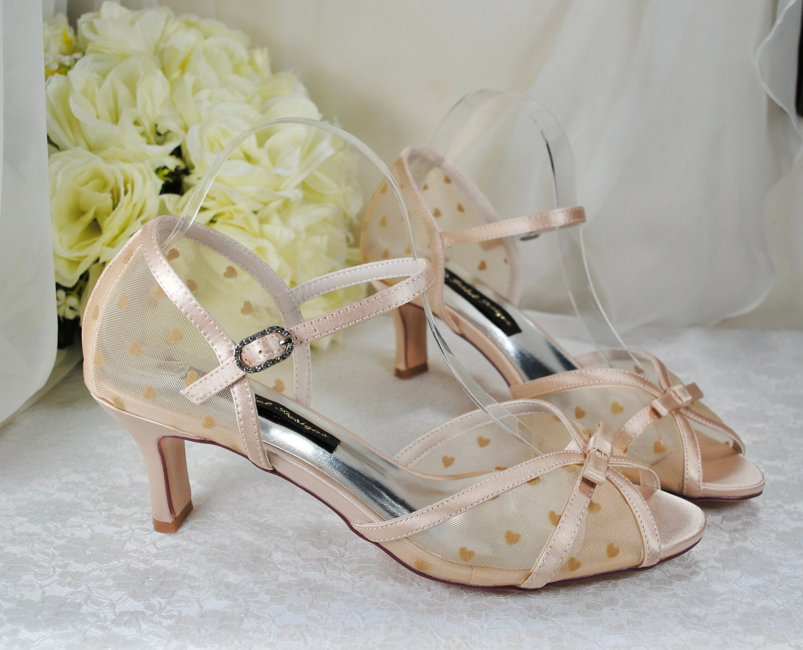 Champagne Embroidered Wedding Shoes UK5/US7.5