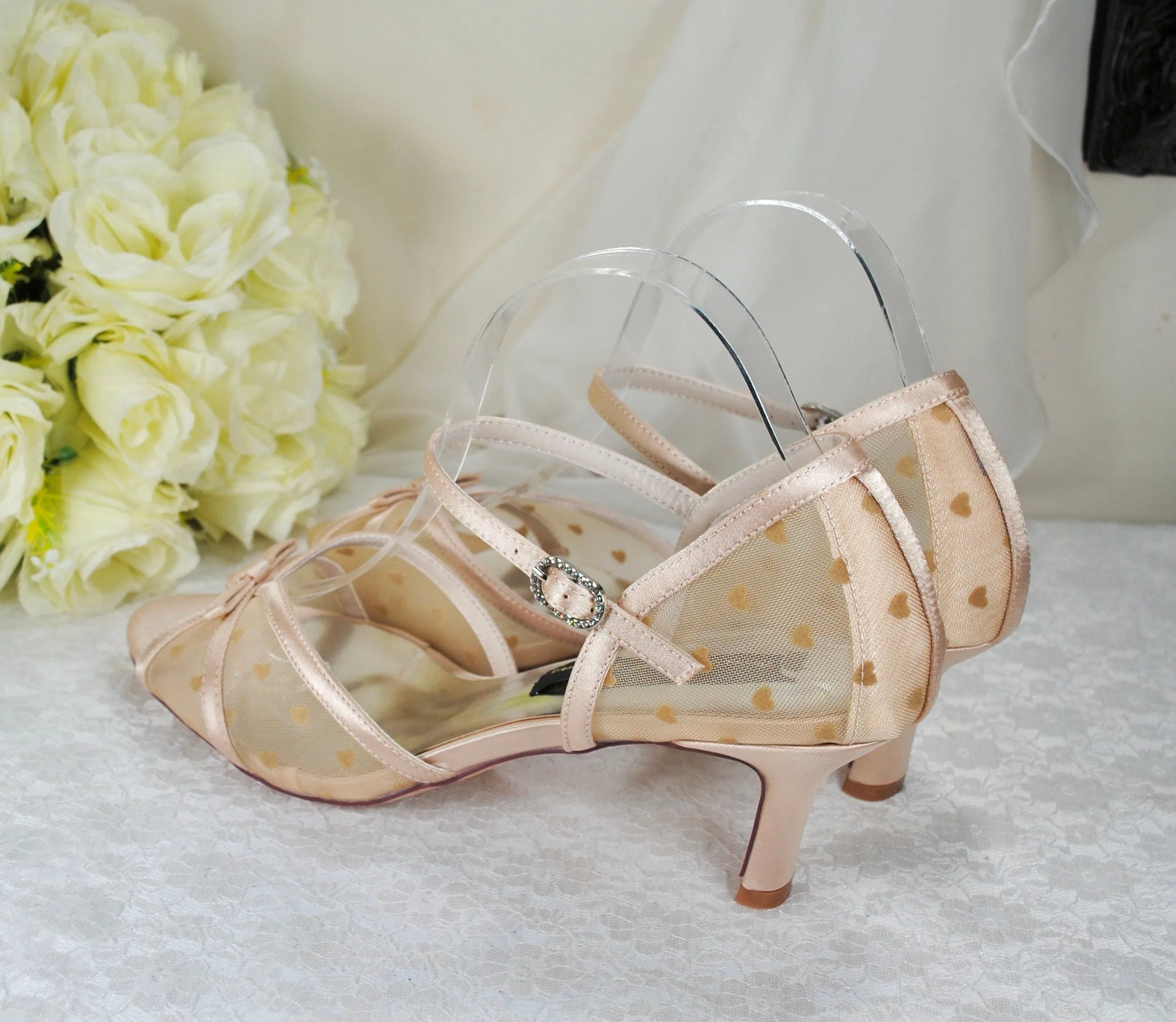 Champagne Embroidered Wedding Shoes UK5/US7.5