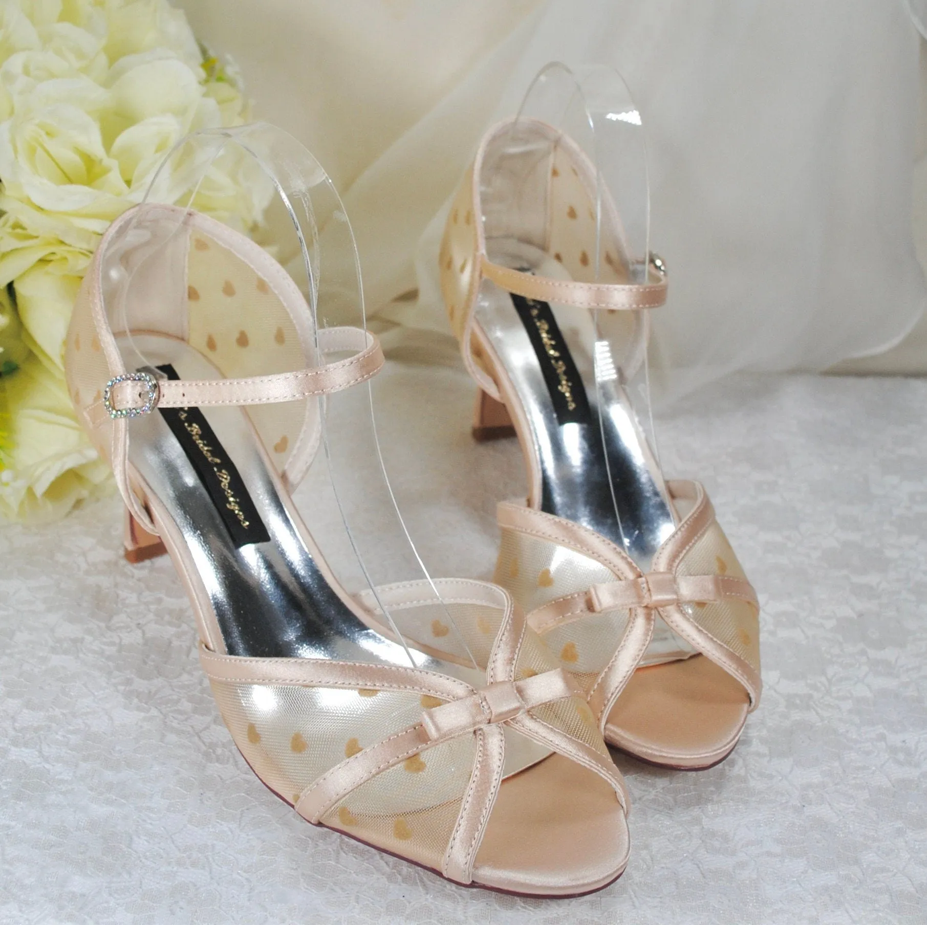 Champagne Embroidered Wedding Shoes UK5/US7.5