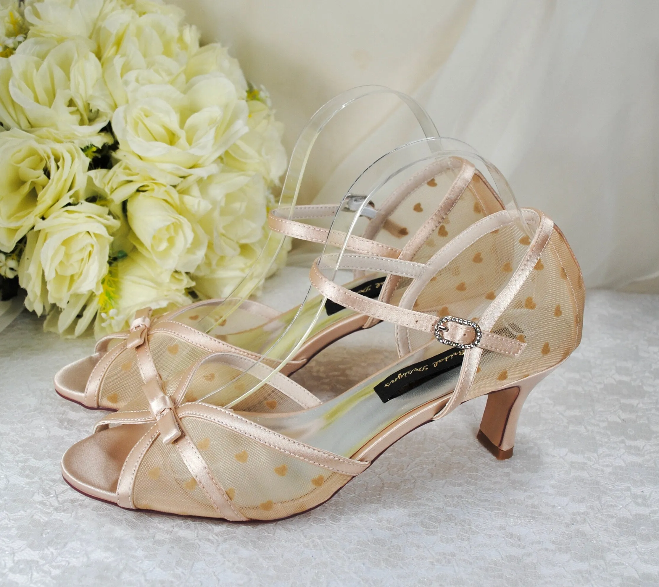 Champagne Embroidered Wedding Shoes UK5/US7.5