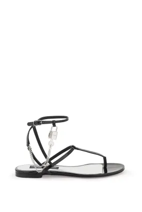 Dolce & gabbana patent leather thong sandals with padlock CQ0584 A1471 NERO