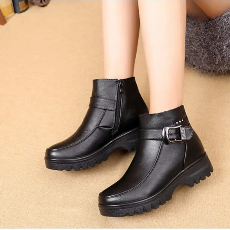 Dyavor Orthopedic Women Ankle Boots Arch Support Warm Waterproof Genuine Leather Fashion