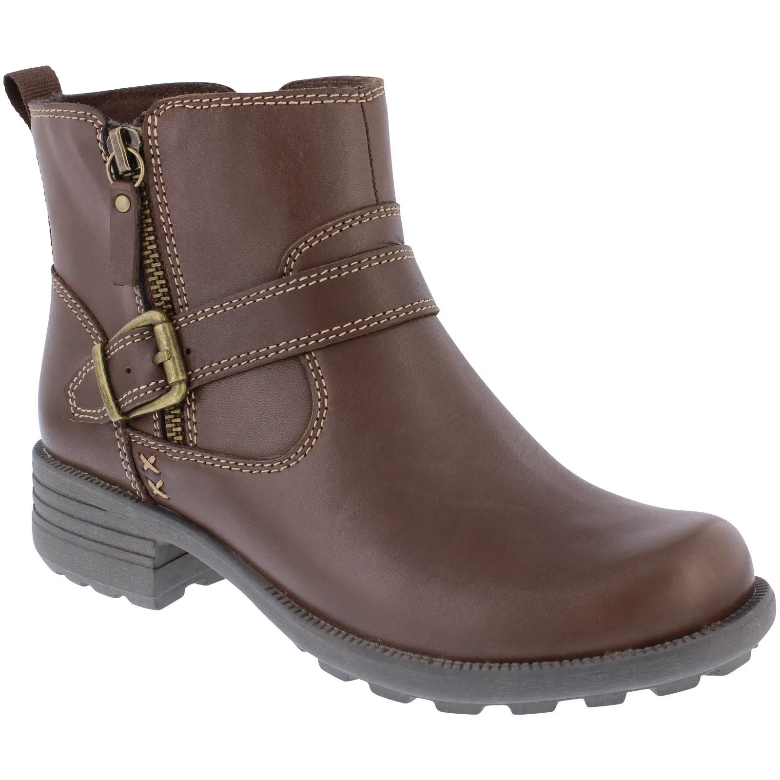 Free Spirit 40817 Greta Ladies Chestnut Leather Arch Support Side Zip Ankle Boots