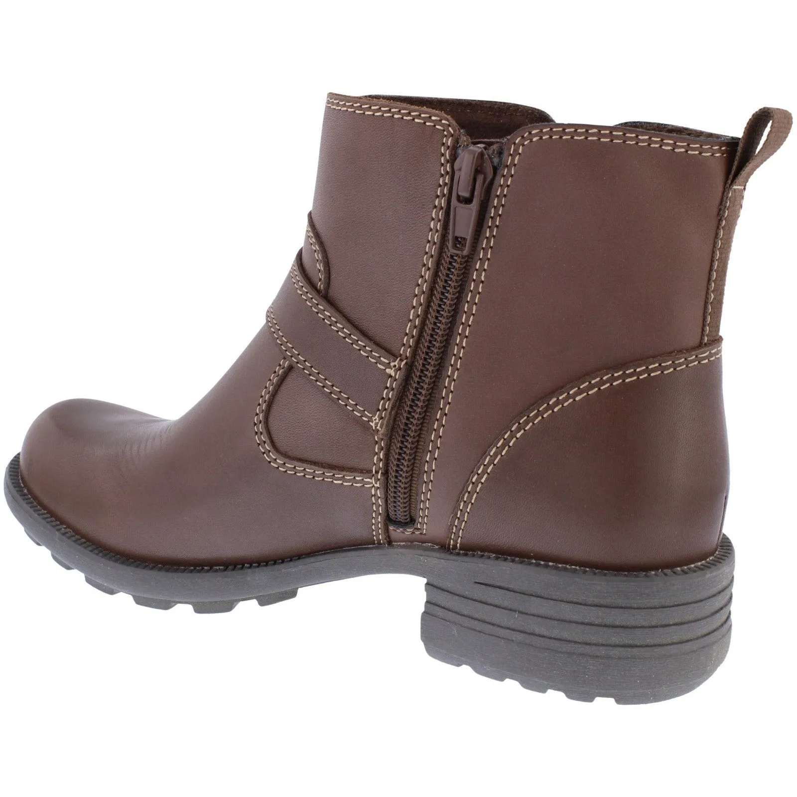 Free Spirit 40817 Greta Ladies Chestnut Leather Arch Support Side Zip Ankle Boots