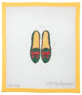 Green Velvet Shoes with Bows