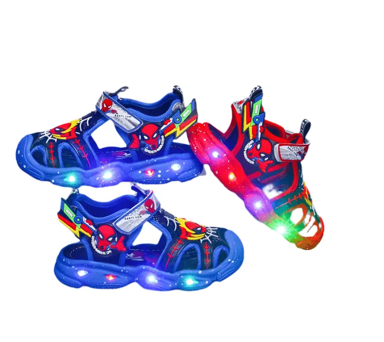 LED Sport Sandals Spiderman Sandals for Boys Casual Soft Sole Kids Shoes