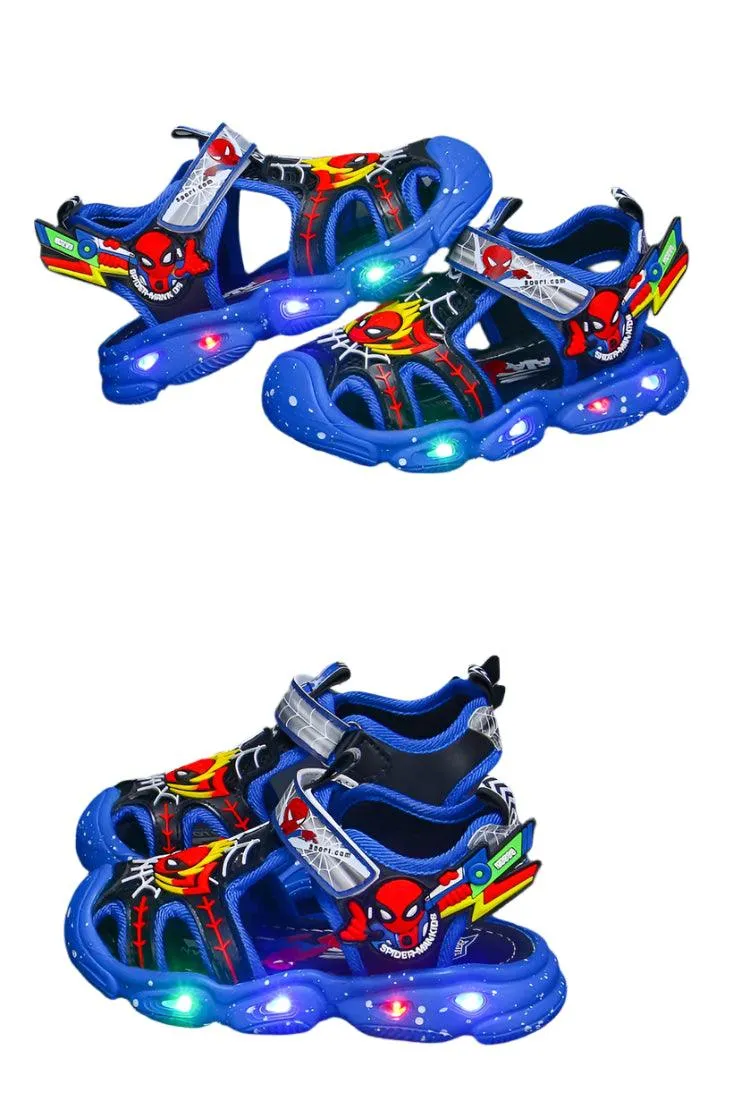 LED Sport Sandals Spiderman Sandals for Boys Casual Soft Sole Kids Shoes