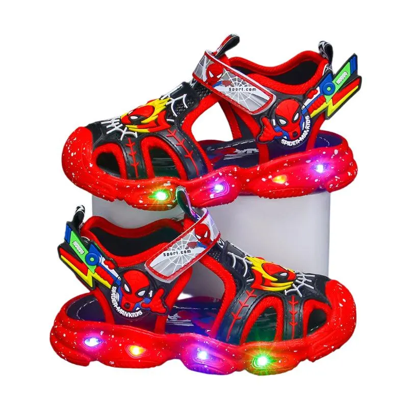 LED Sport Sandals Spiderman Sandals for Boys Casual Soft Sole Kids Shoes