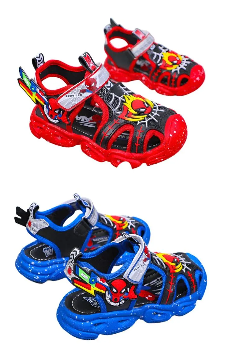 LED Sport Sandals Spiderman Sandals for Boys Casual Soft Sole Kids Shoes
