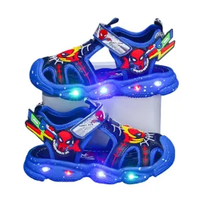 LED Sport Sandals Spiderman Sandals for Boys Casual Soft Sole Kids Shoes