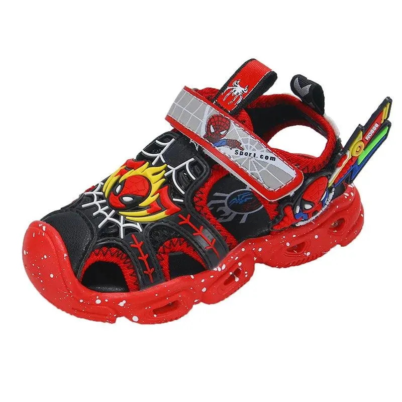 LED Sport Sandals Spiderman Sandals for Boys Casual Soft Sole Kids Shoes