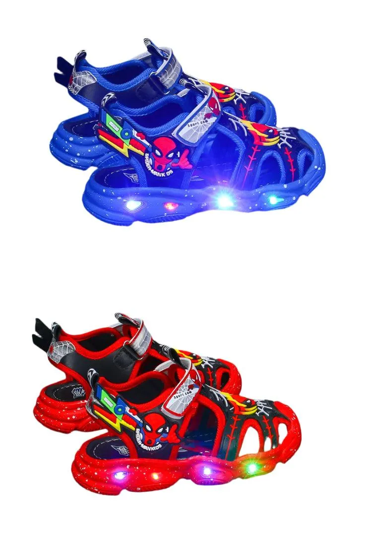 LED Sport Sandals Spiderman Sandals for Boys Casual Soft Sole Kids Shoes
