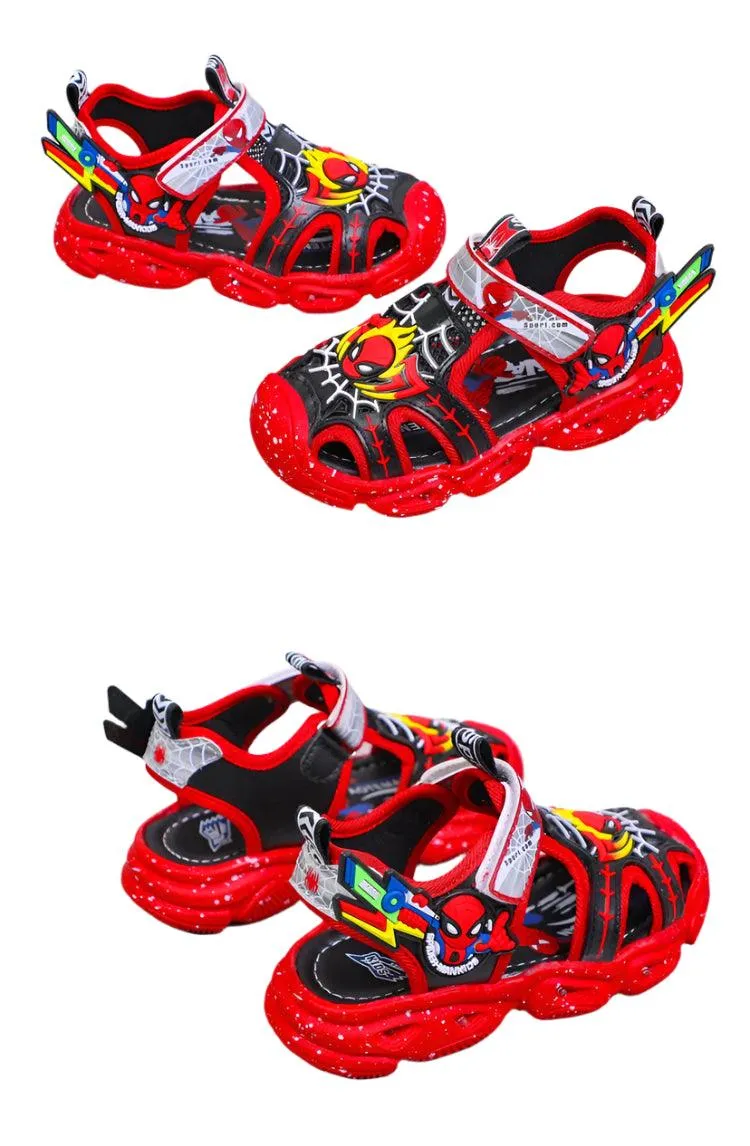 LED Sport Sandals Spiderman Sandals for Boys Casual Soft Sole Kids Shoes