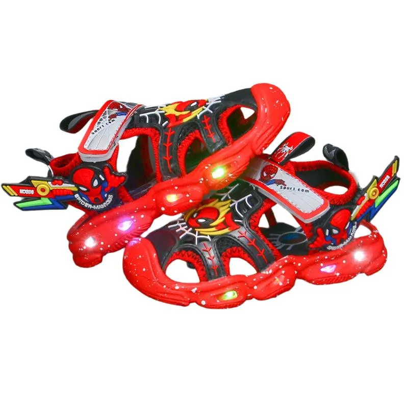 LED Sport Sandals Spiderman Sandals for Boys Casual Soft Sole Kids Shoes