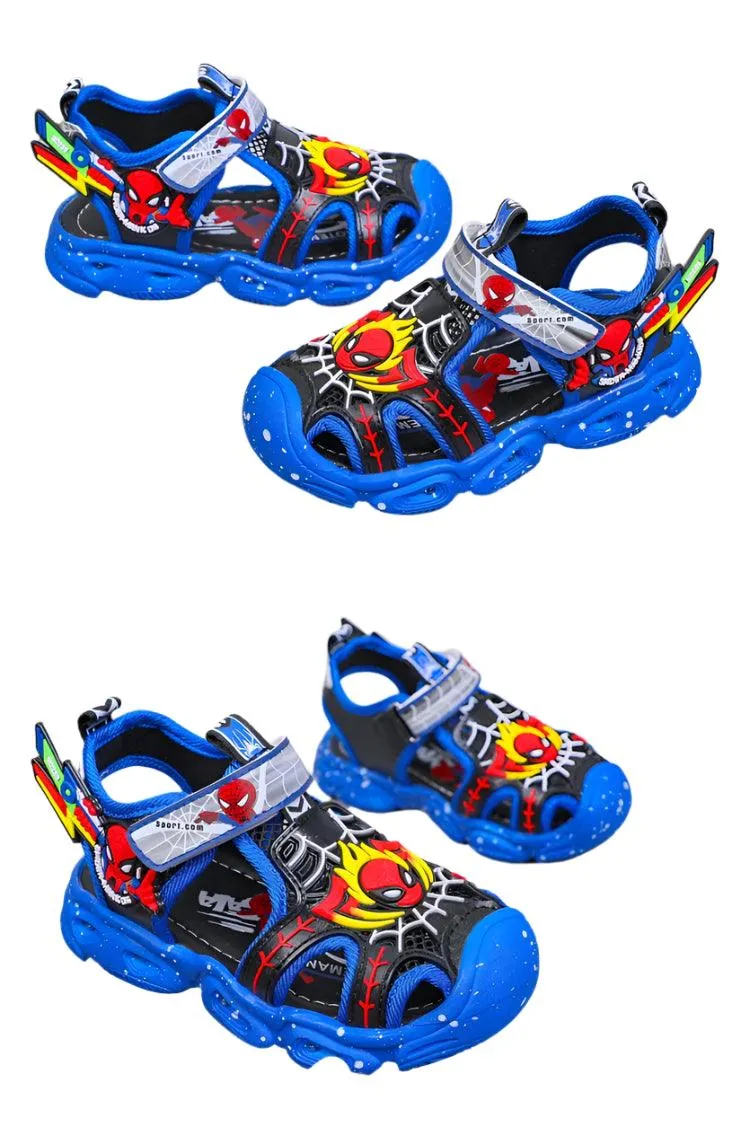LED Sport Sandals Spiderman Sandals for Boys Casual Soft Sole Kids Shoes