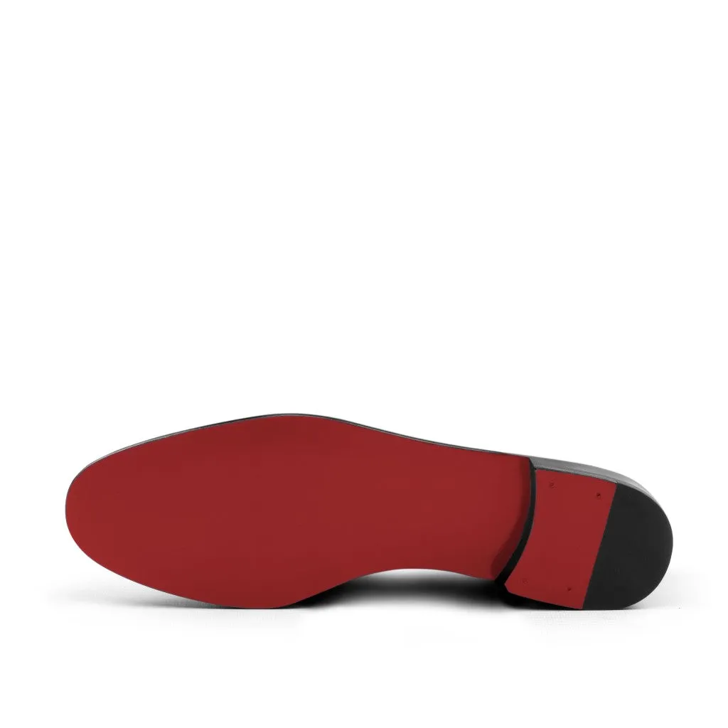 Men's Belgian Leather Slippers Wide Plus Size Red White 4892