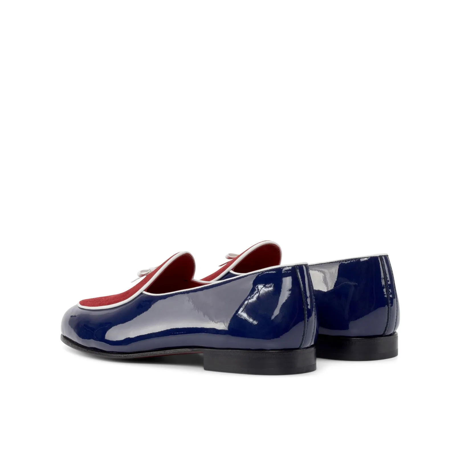 Men's Belgian Leather Slippers Wide Plus Size Red White 4892