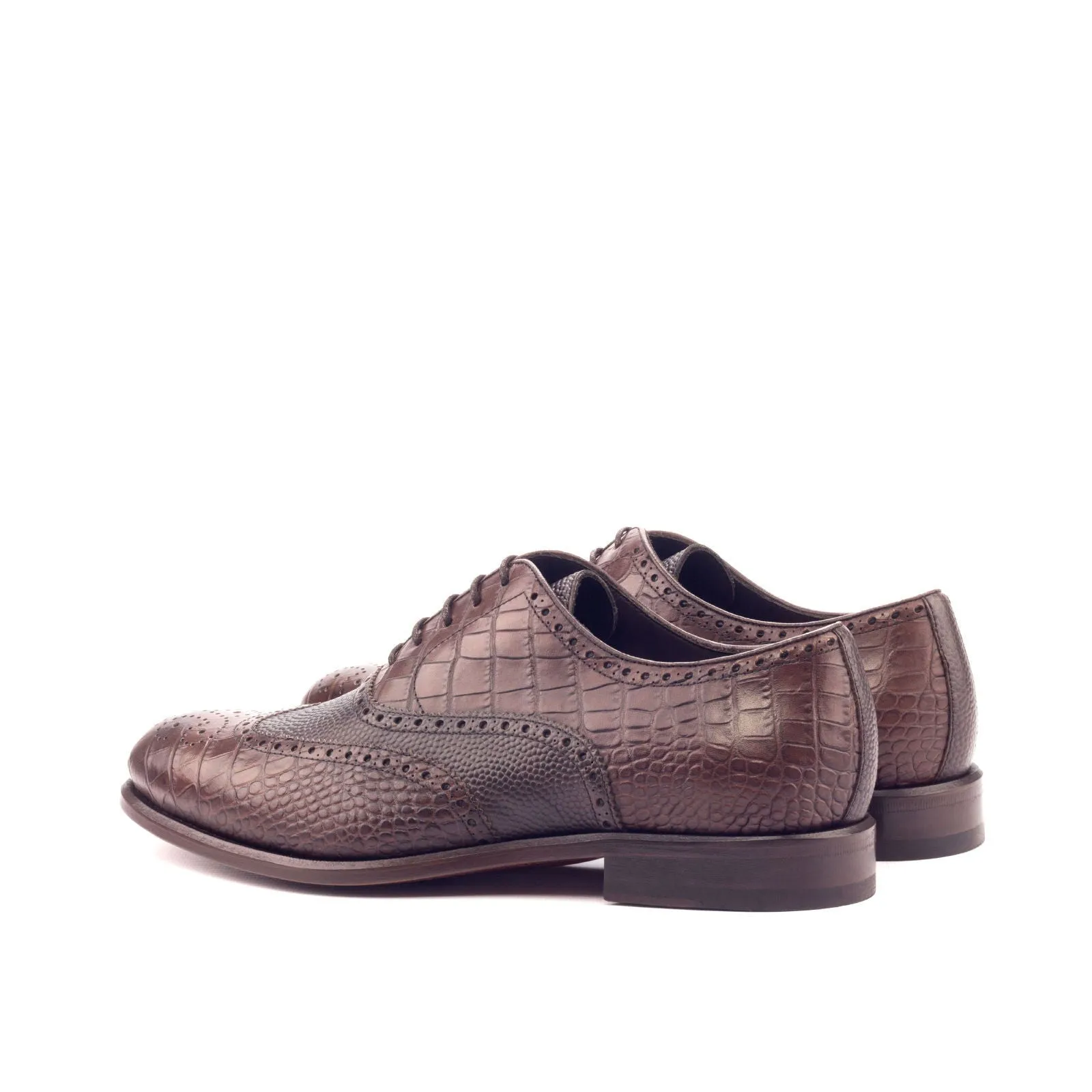 Men's Full Brogue Leather Shoes Wide Plus Size Brown Dark Brown 3097
