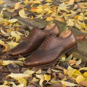 Men's Full Brogue Leather Shoes Wide Plus Size Brown Dark Brown 3097