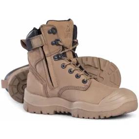 Mongrel Stone High Leg Zip Sided Lace Up Steel Cap Safety Boot With Scuff Cap (561060) (Pre Order)