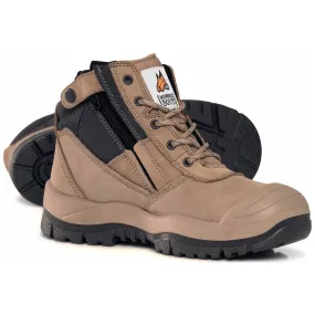 Mongrel Stone Zip Sided Lace Up Steel Cap Safety Boot With Scuff Cap (461060) (Pre Order)