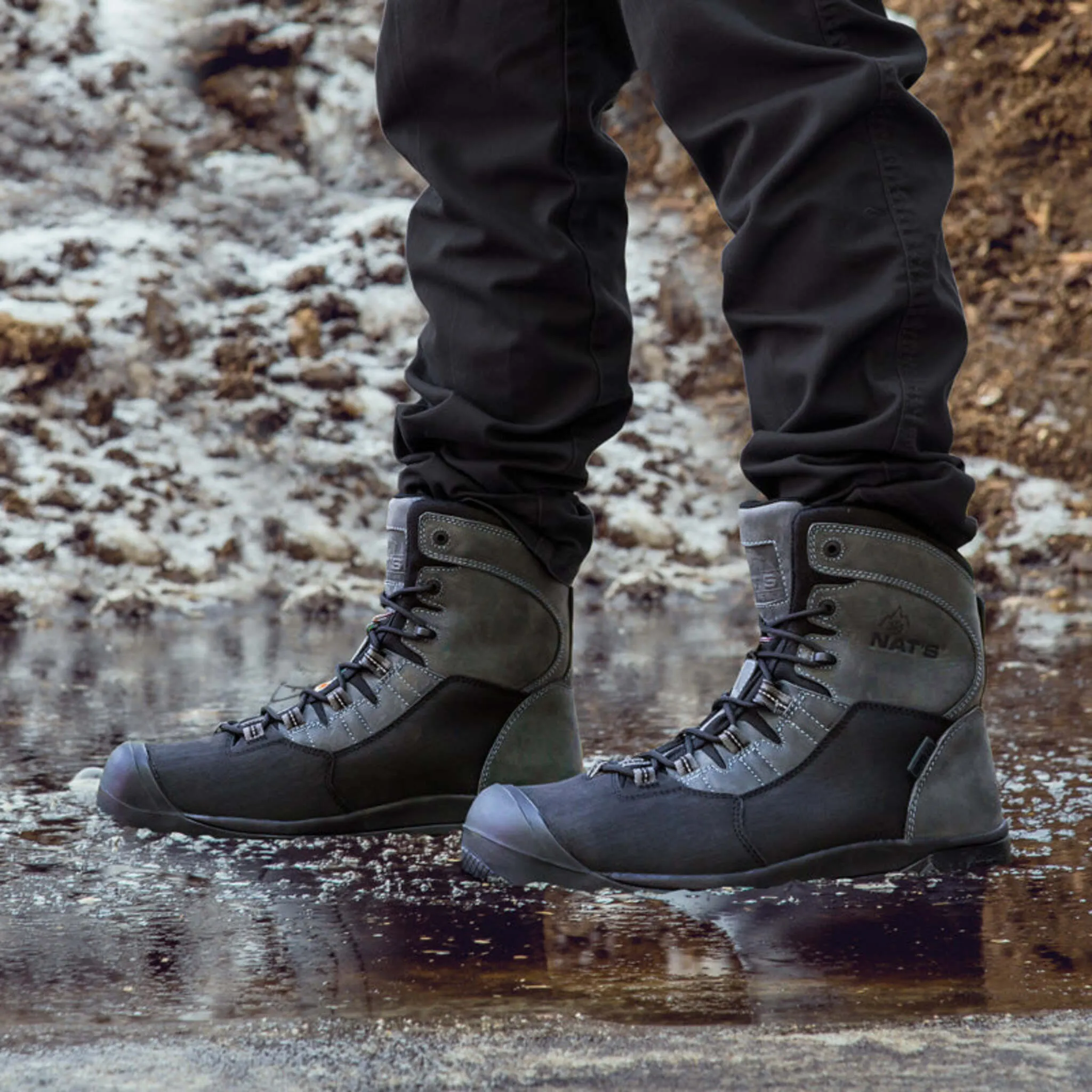 Nats Men's Winter Safety Work Boots CSA Natex 2.0 | 8" Waterproof, Primaloft® Insulation, Anti-Slip Outsoles, Fiberglass Toe | Sizes 7-13