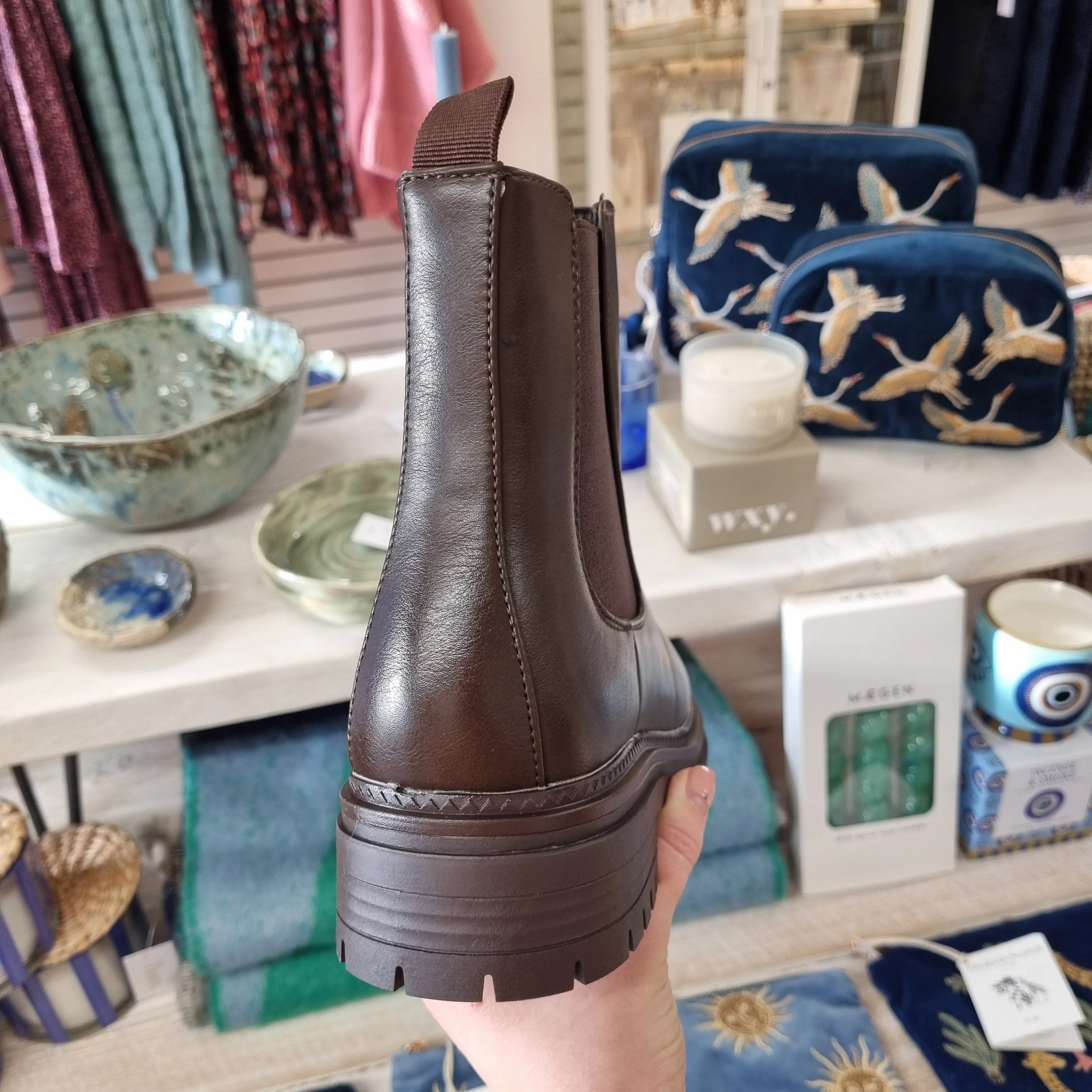 Olive Chelsea Boots in Brown