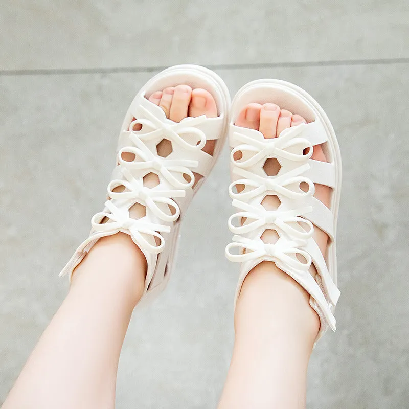 PVC Girls Sandals Gladiator Flowers Sweet Soft Children's Beach Shoes