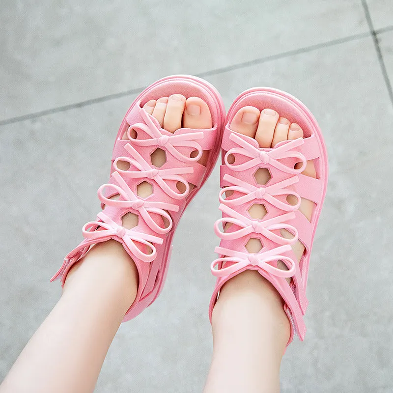 PVC Girls Sandals Gladiator Flowers Sweet Soft Children's Beach Shoes