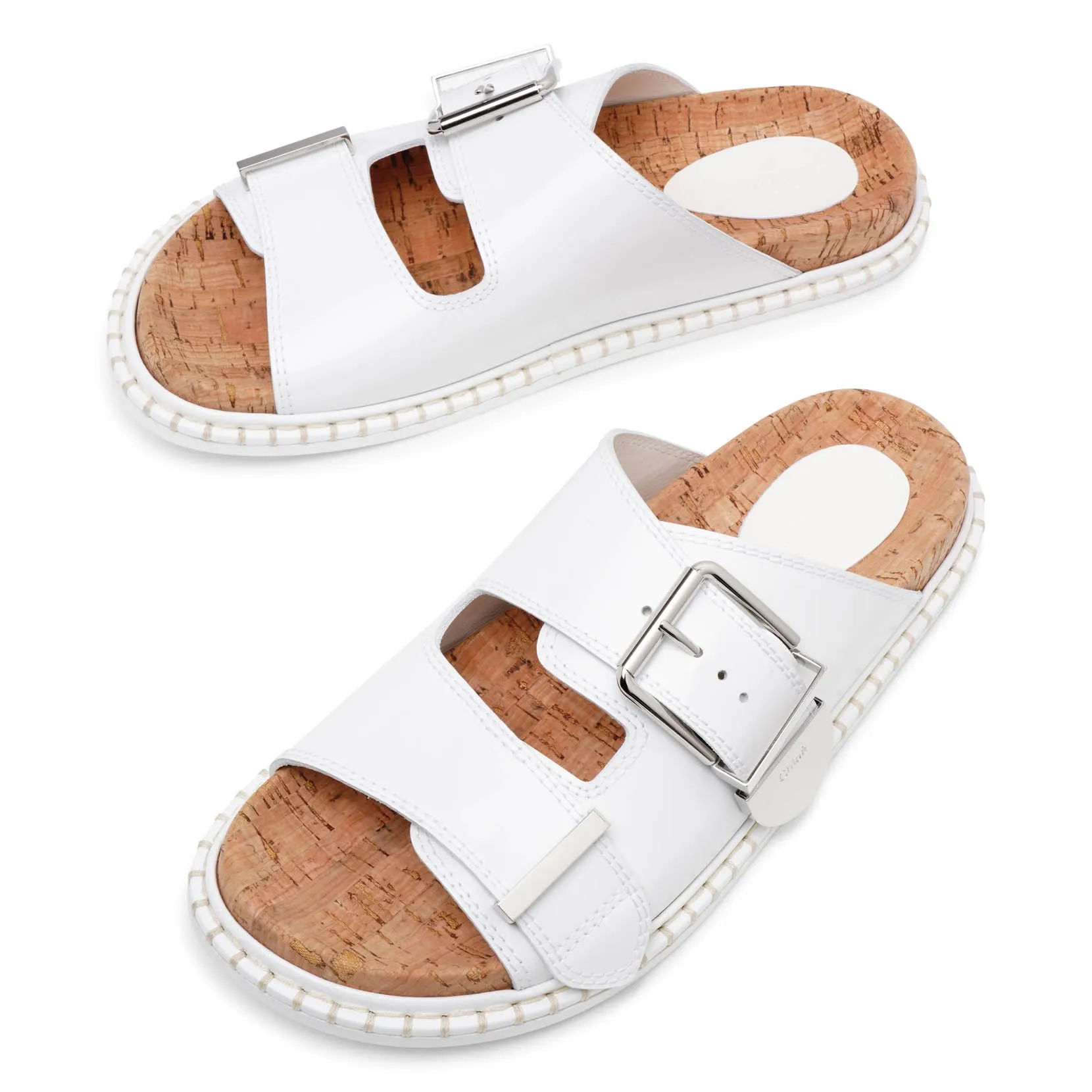 Rebecca white leather flats