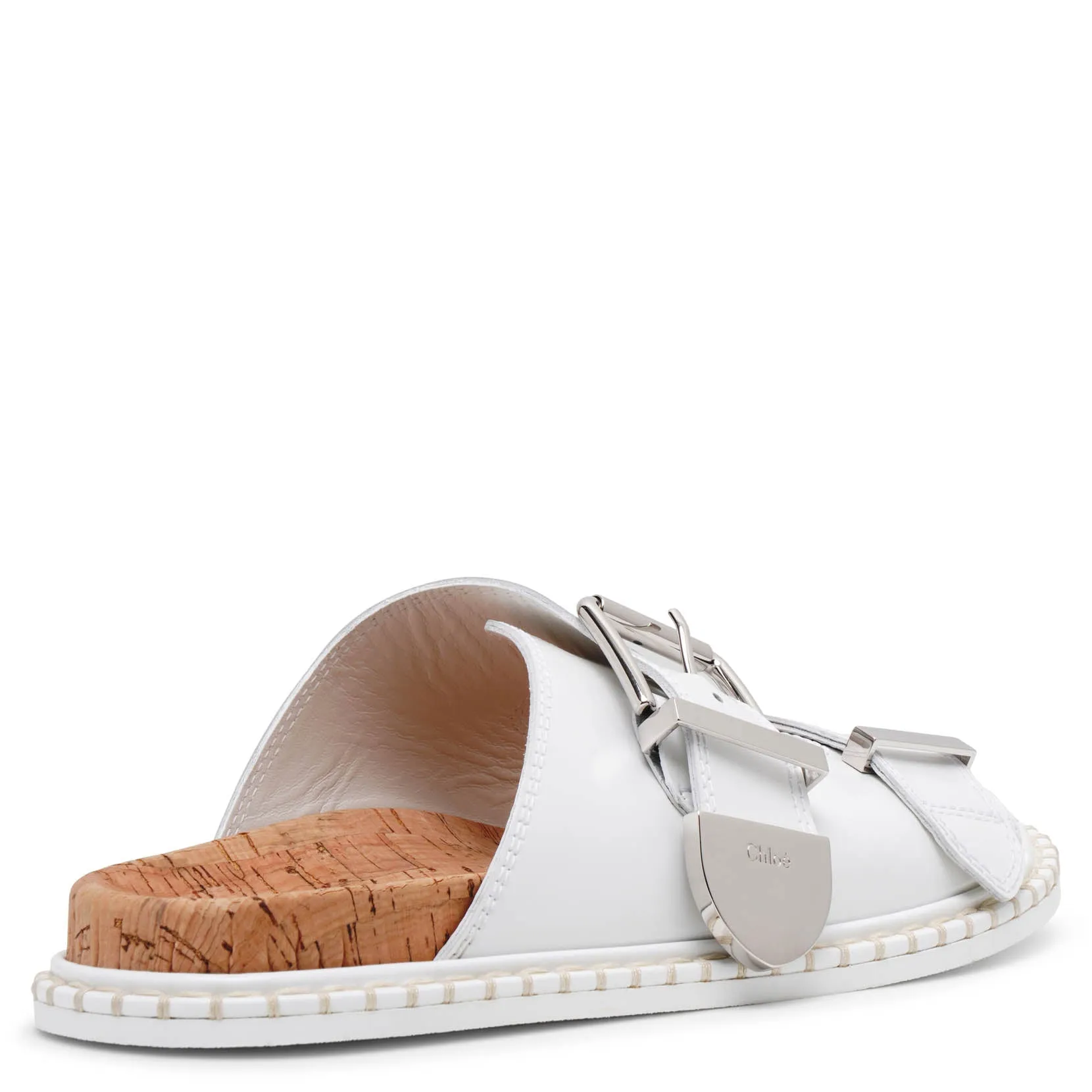 Rebecca white leather flats