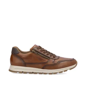 Rieker Mens Tan Soft Leather Laced/Zip Trainer B0504-24