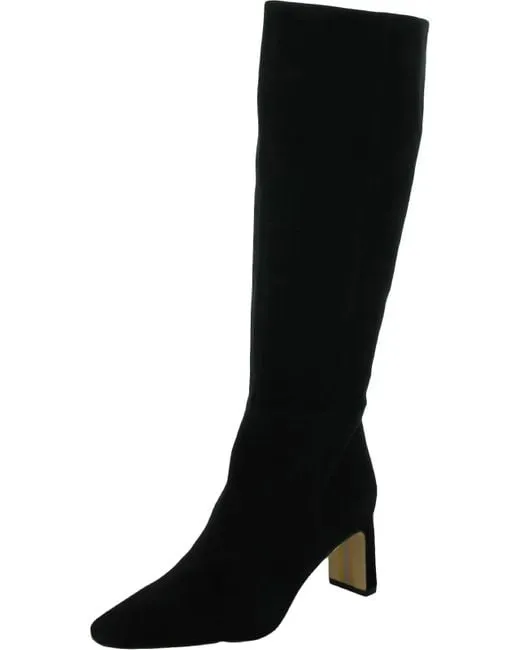 Sam Edelman Sylvia Black Suede Pointed Toe High Calf Side Zipper Fashion Boots